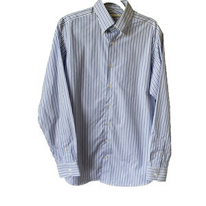 Spier Mackay Handmade Shirt Mens XL Custom Fit 17/ 33 Cotton Button Down Blue